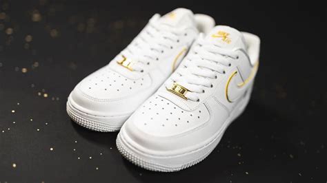 nike air force 1 mini swoosh white green gold|air force 1 sneaker gold.